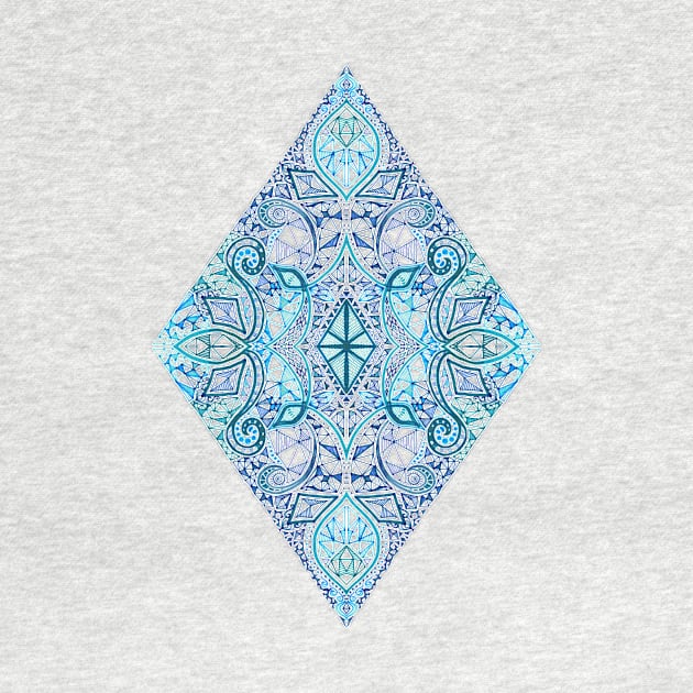 Blue and Teal Diamond Doodle Pattern by micklyn